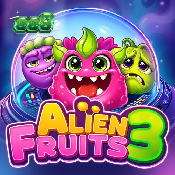 Interface vibrante do slot Alien Fruits 3 com frutas espaciais
